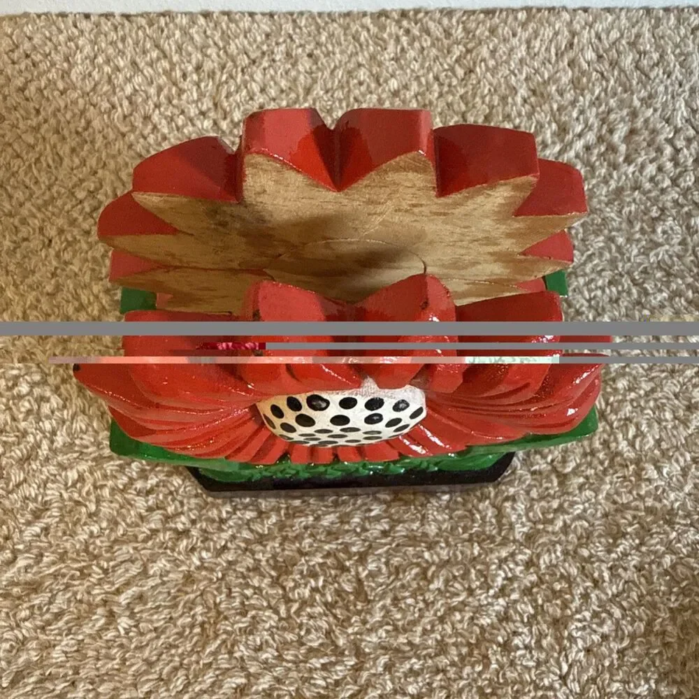 Hand painted Wood Napkin Holder Traditional Mexican Folk Art Piece